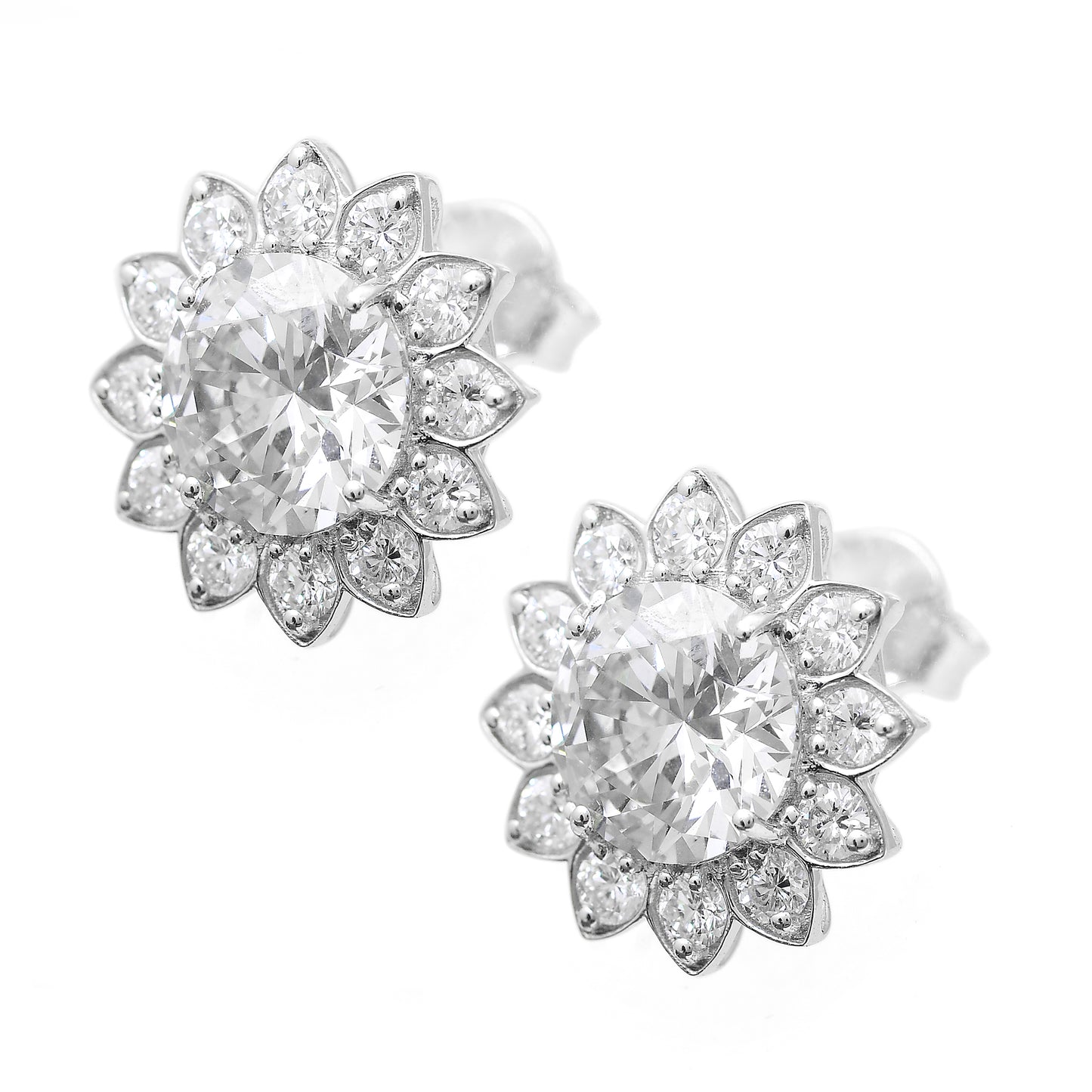 4.04 Carats Lab Grown Diamond 14K Gold Earrings