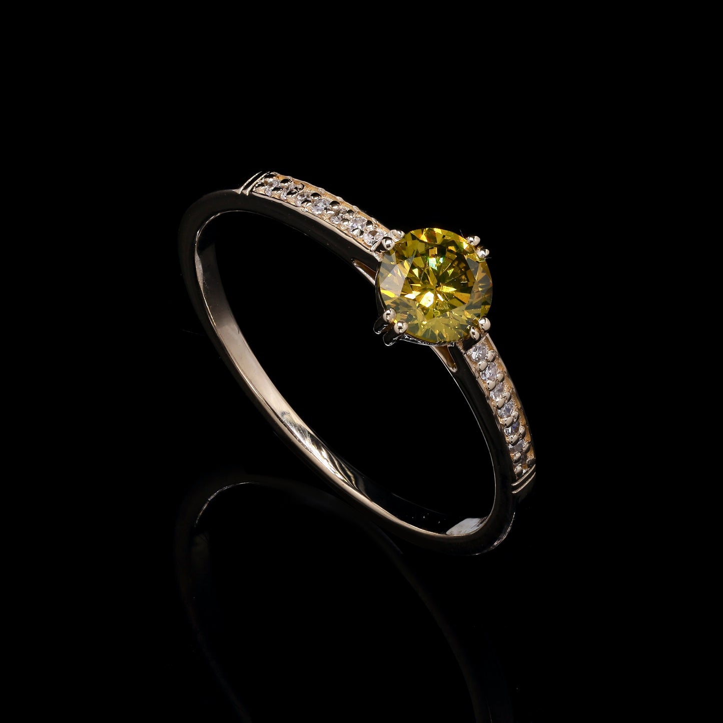 0.55 Ct Round Yellow Diamond 14K Gold Ring