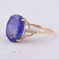 6.55 Ct Oval Natural Tanzanite 14K Gold Ring