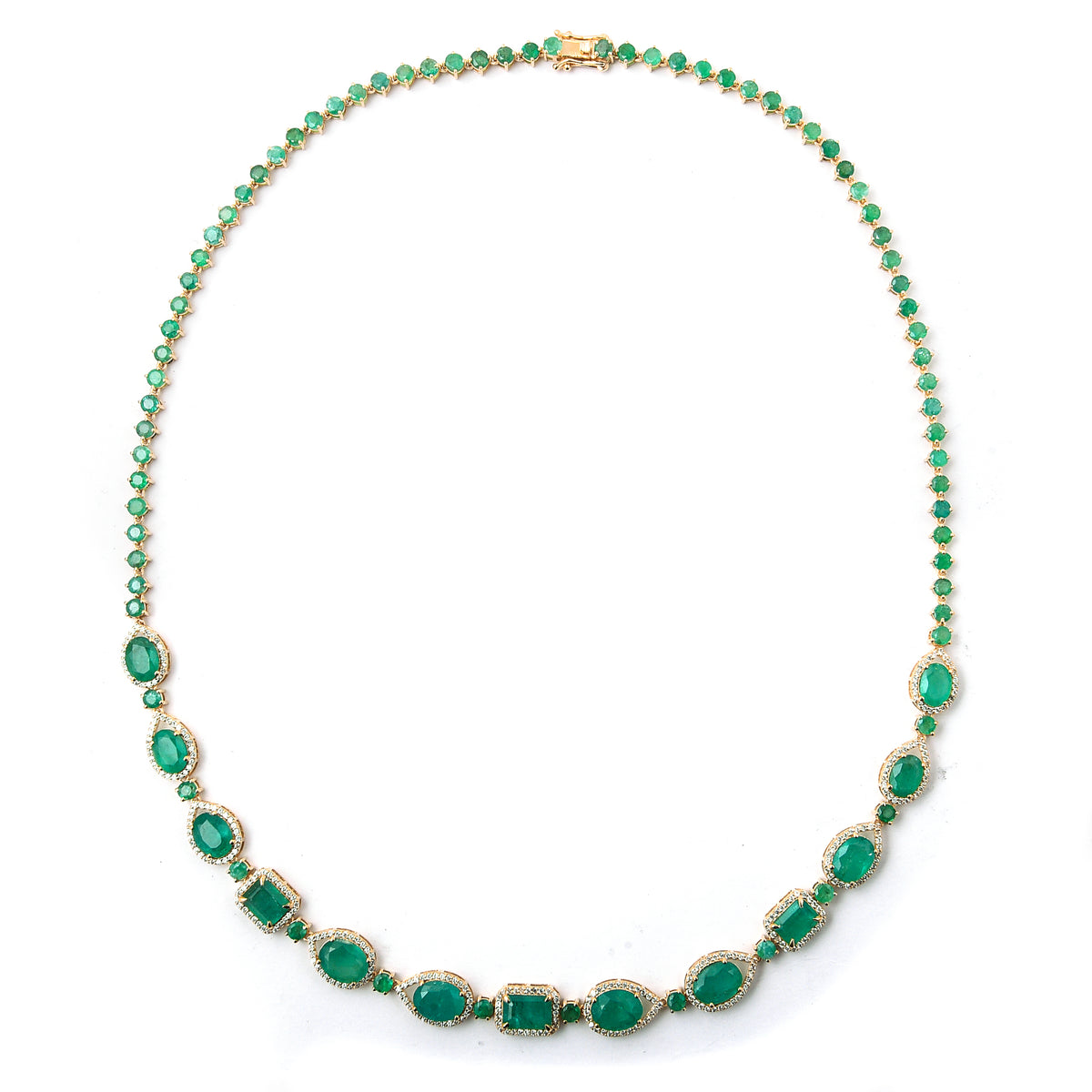 22.26 Ct Natural Emerald 14K Gold Necklace