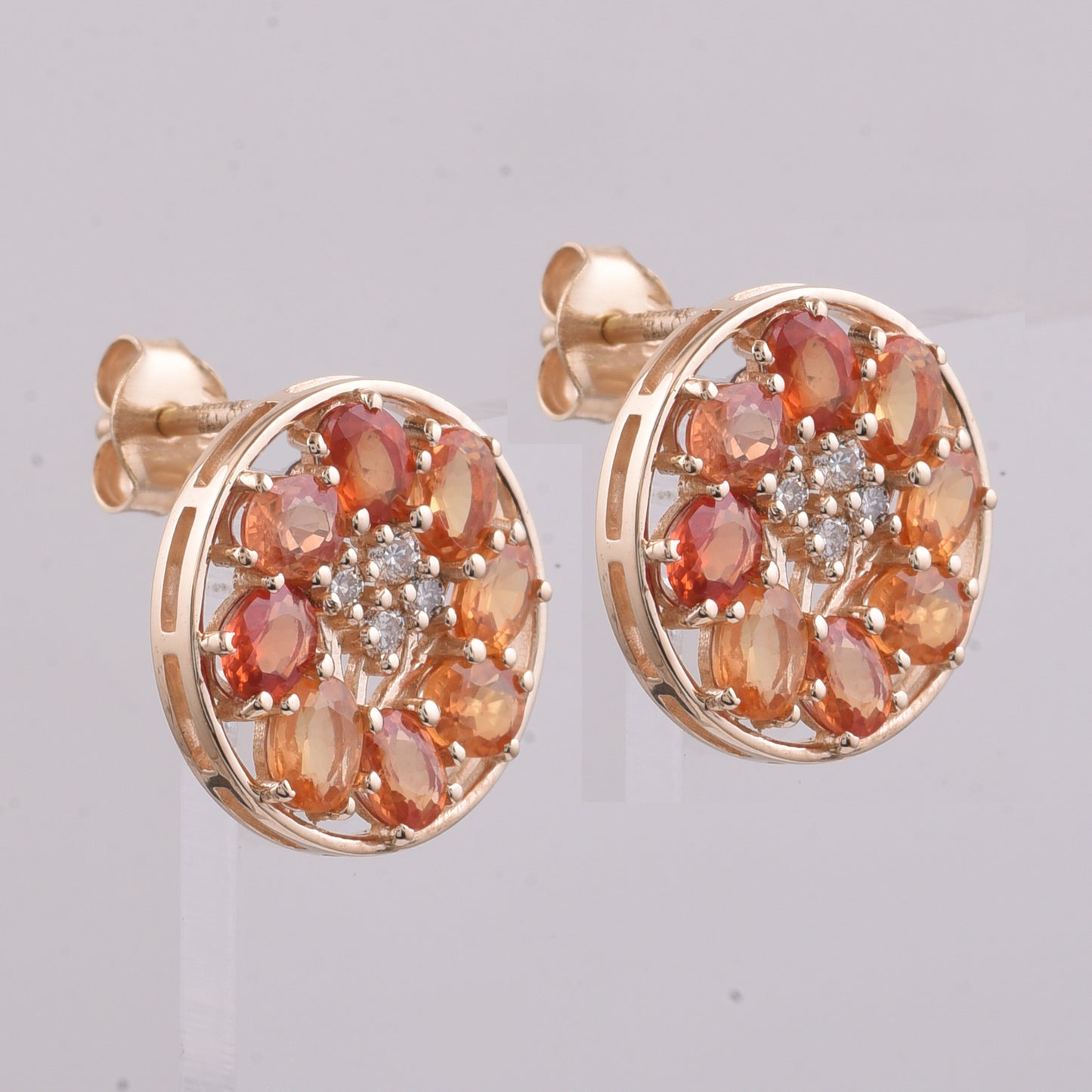 3.48 Ct Oval Natural Multi-Coloured Sapphire 14K Gold Earrings