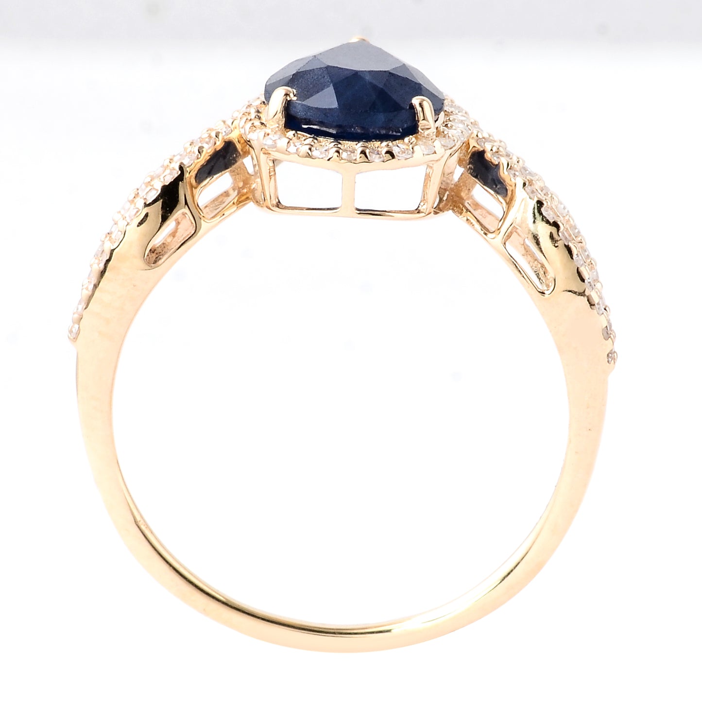 2.59 Ct Pear Mixed Cut Natural Corundum Sapphire 14K Gold Ring