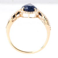 2.59 Ct Pear Mixed Cut Natural Corundum Sapphire 14K Gold Ring