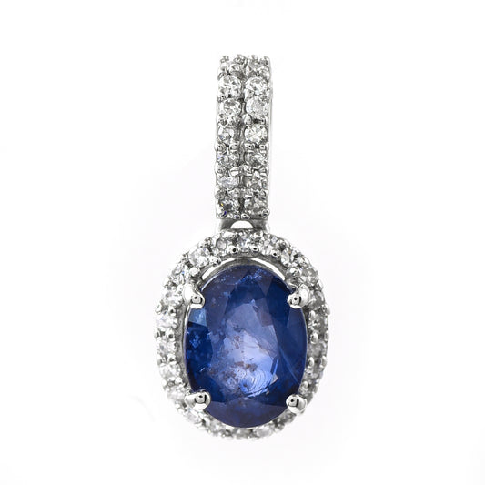1.29 Ct Oval Sapphire 950 Platinum Pendant