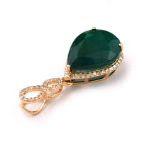 5.42 Ct Pear Mixed Cut Natural Emerald 14K Gold Pendant