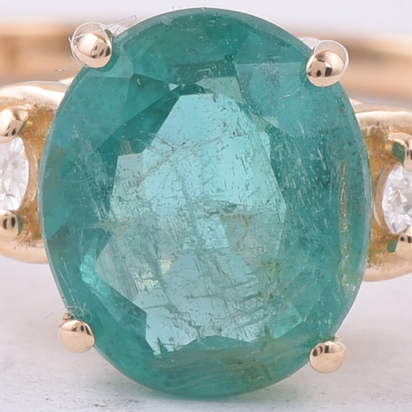 1.56 Ct Oval Natural Emerald 14K Gold Ring