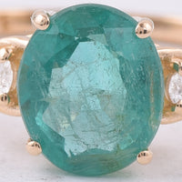 1.56 Ct Oval Natural Emerald 14K Gold Ring