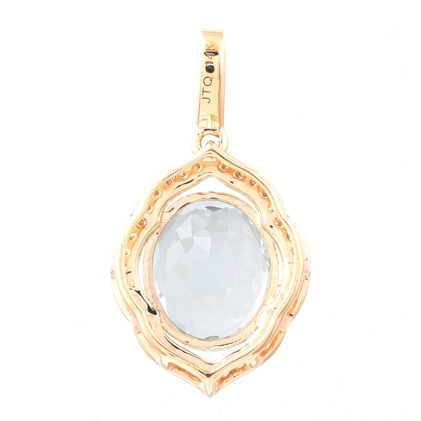 2.06 Ct Oval Mixed Cut Natural Aquamarine 14K Gold Pendant