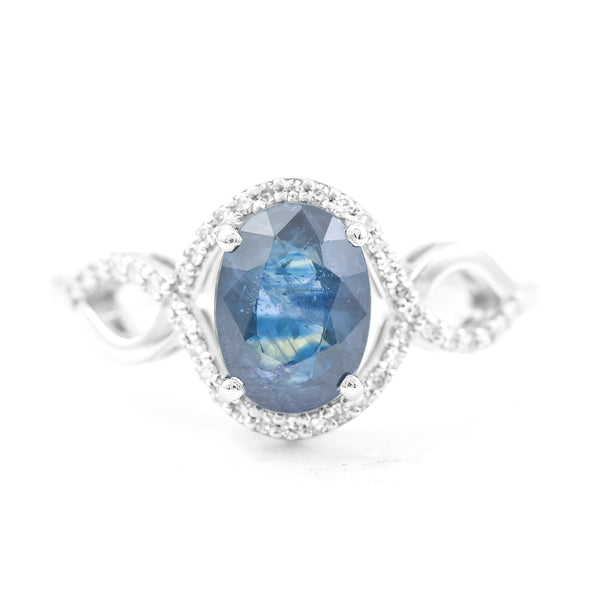 2.15 Ct Oval Mixed Cut Natural Sapphire 950 Platinum Ring