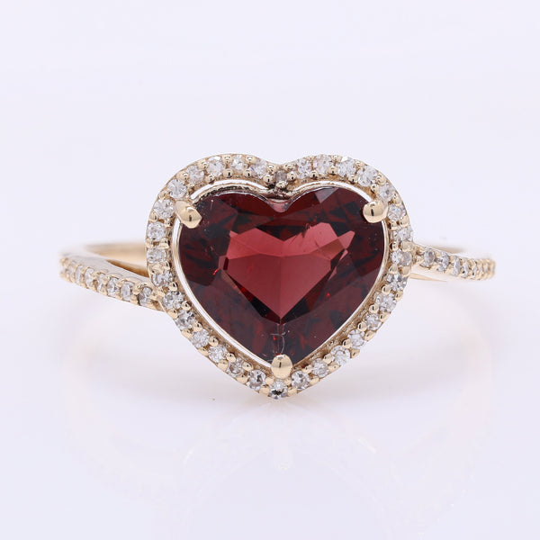 2.30 Ct Heart Mixed Cut Natural Garnet 14K Gold Ring