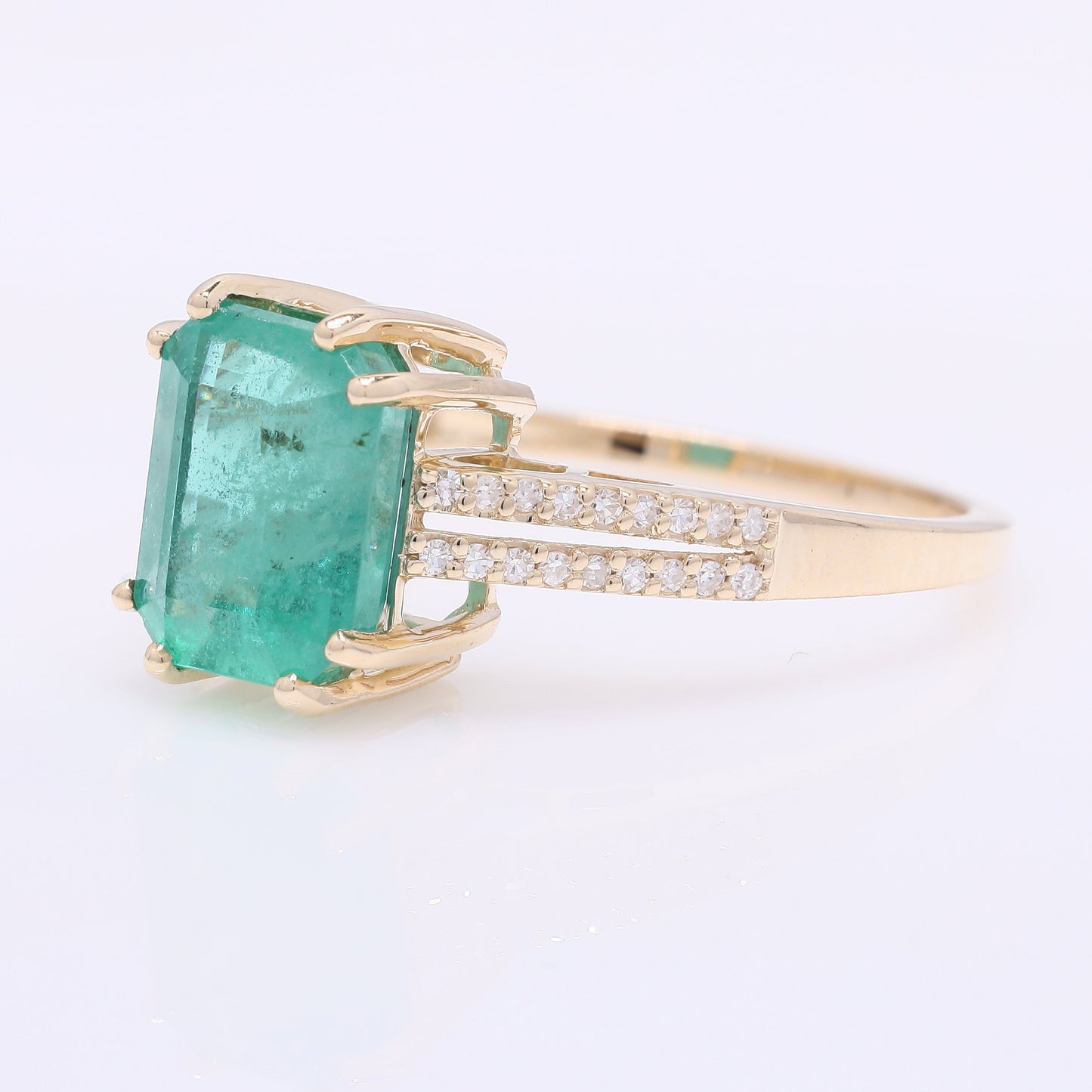 2.75 Ct Octagon Step Cut Natural Emerald 14K Gold Ring