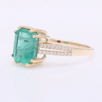 2.75 Ct Octagon Step Cut Natural Emerald 14K Gold Ring