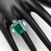 18.99 Ct Octagonal Step Cut Natural Beryl Emerald 18K Gold Ring