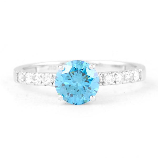 1.49 Carats Blue Lab Grown Diamond 14K Gold Ring