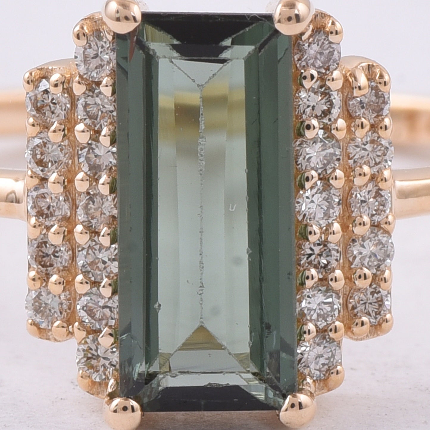 1.12 Ct Rectangle Step Cut Natural Green Tourmaline 14K Gold Ring