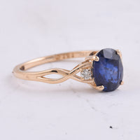1.79 Ct Oval Natural Sapphire 14K Gold Ring