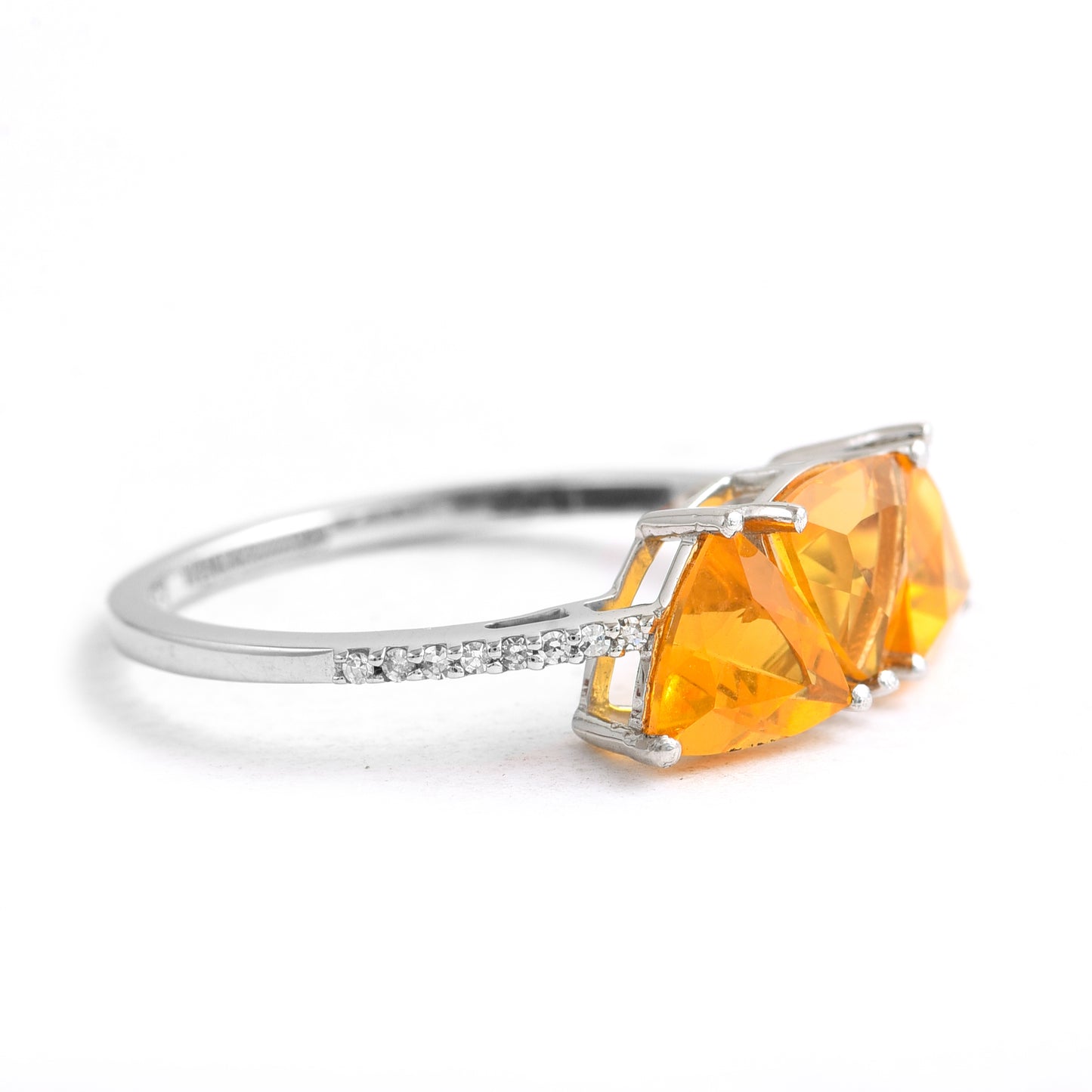 2.80 Ct Triangle Mixed Cut Natural Fire Opal 950 Platinum Ring