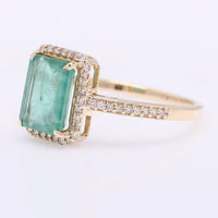 1.71 Ct Octagon Step Cut Natural Emerald 14K Gold Ring