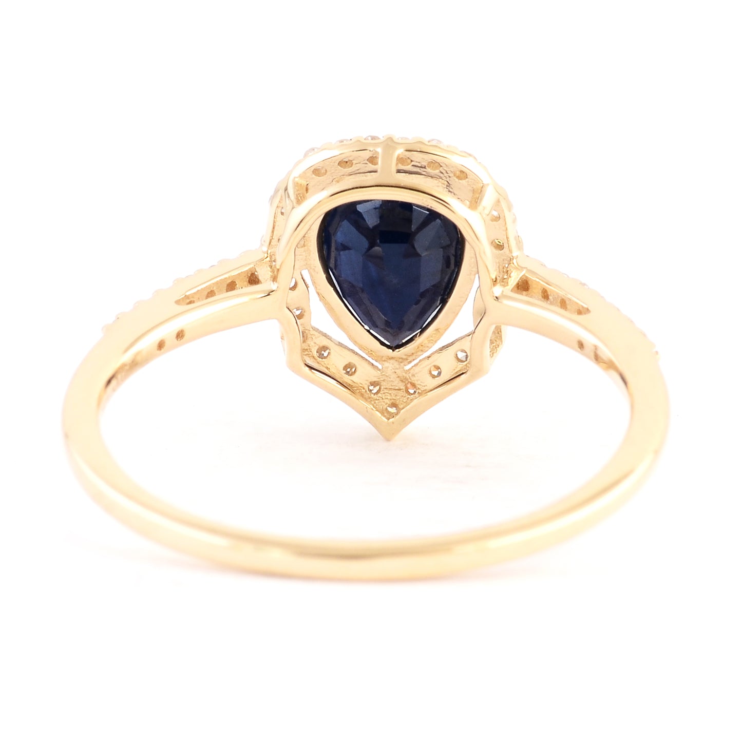 1.82 Ct Pear Mixed Cut Natural Corundum Sapphire 14K Gold Ring