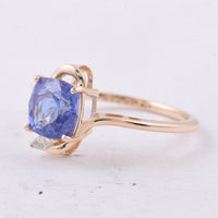 2.13 Ct Cushion Natural Tanzanite 14K Gold Ring
