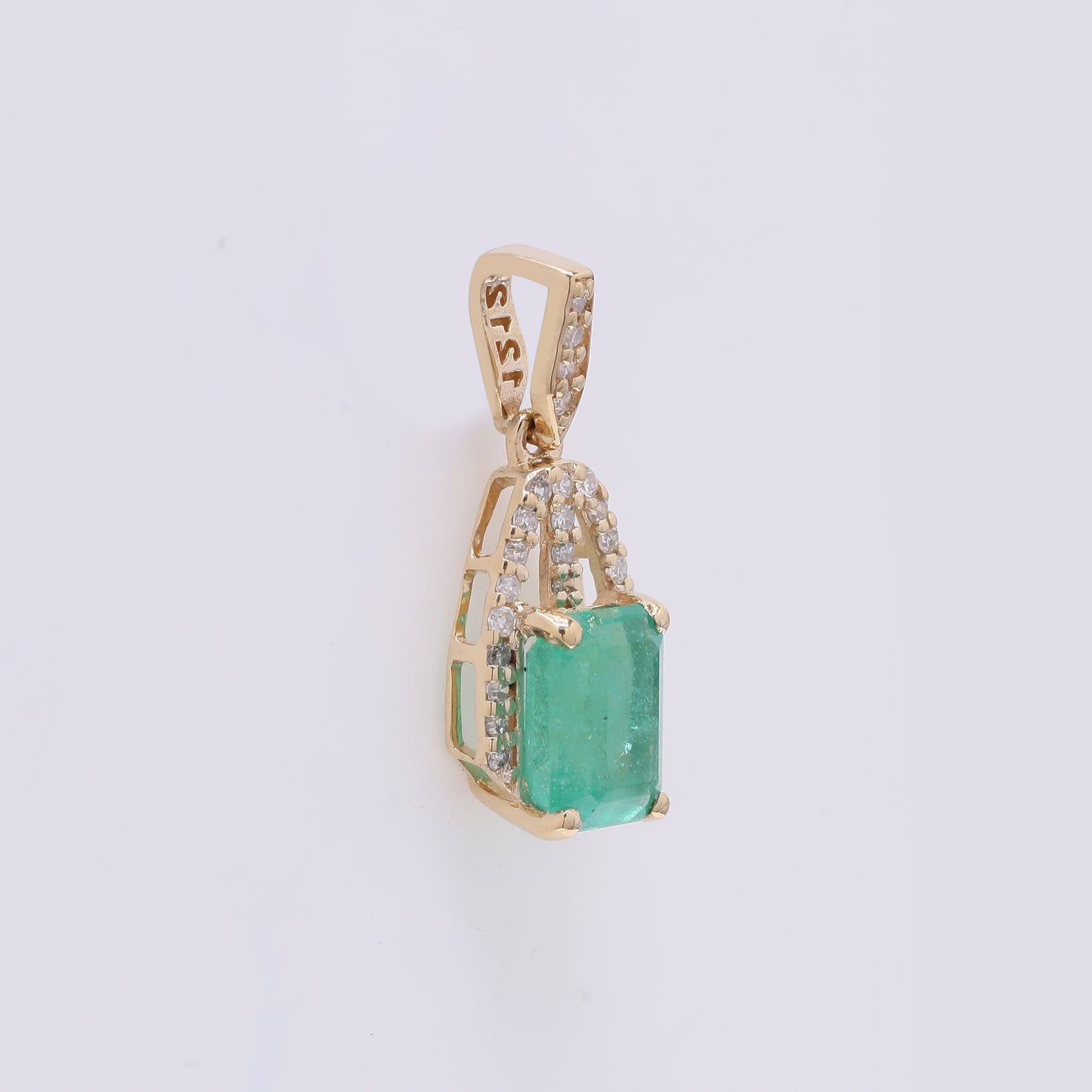 1.11 Ct Octagon Step Cut Natural Emerald 14K Gold Pendant