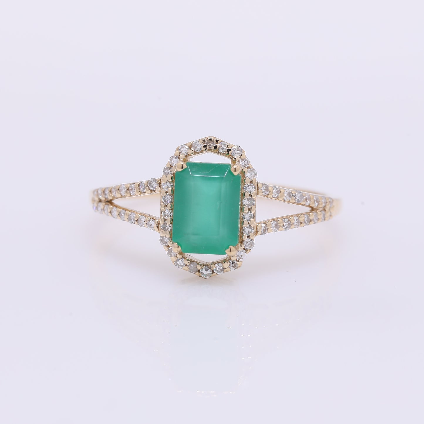 1.26 Ct Octagon Step Cut Natural Emerald 14K Gold Ring