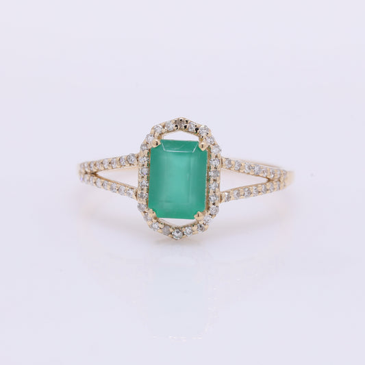 1.26 Ct Octagon Step Cut Natural Emerald 14K Gold Ring