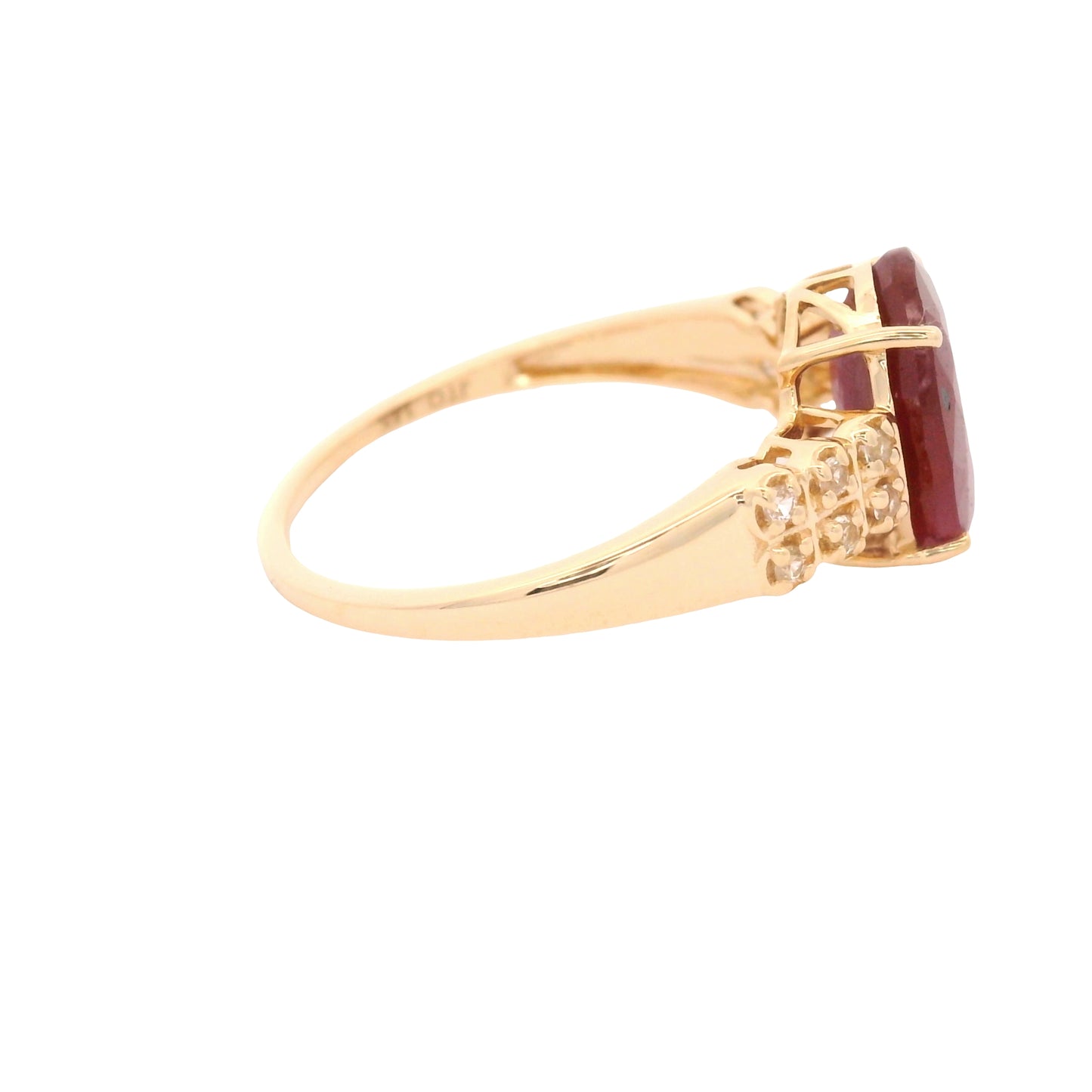 3.59 Ct Oval Ruby 14K Gold Ring
