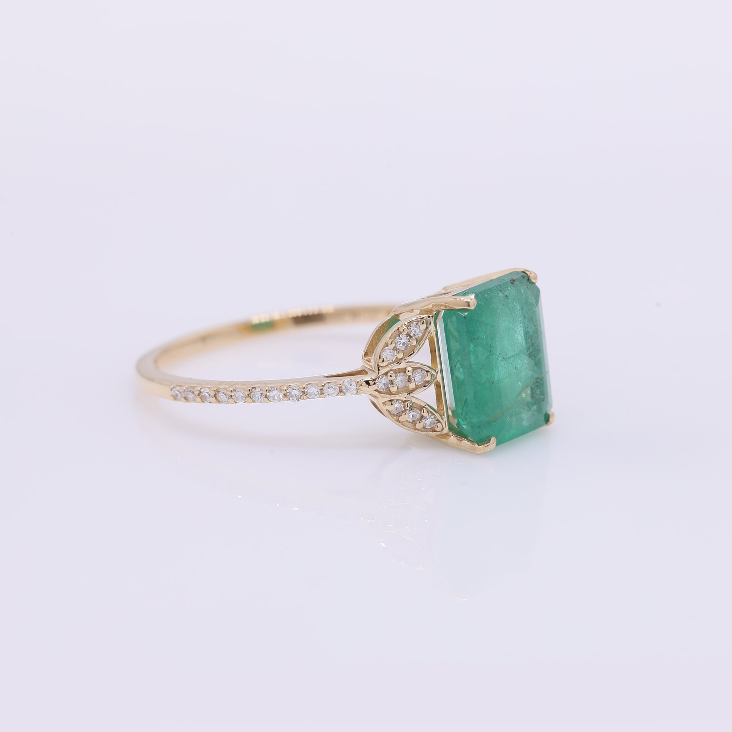 2.80 Ct Octagon Step Cut Natural Emerald 14K Gold Ring