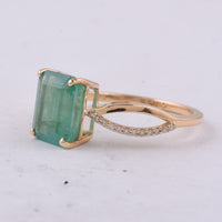 2.63 Ct Octagon Step Cut Natural Emerald 14K Gold Ring