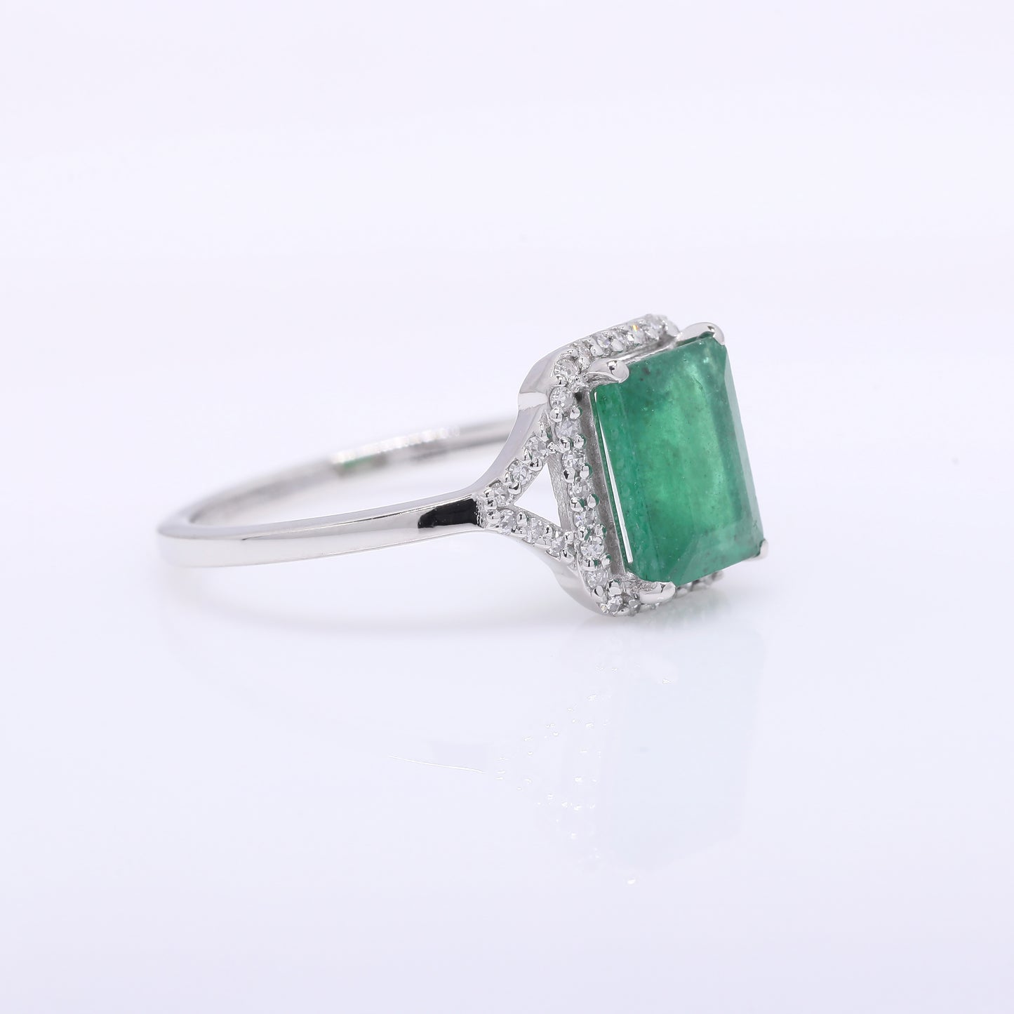 1.77 Ct Octagon Step Cut Natural Emerald 950 Platinum Ring