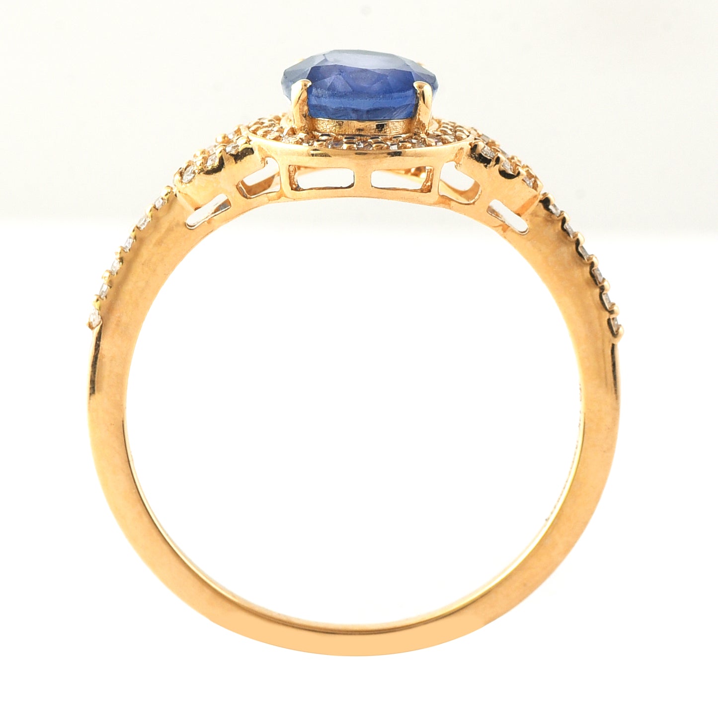 1.71 Ct Oval Mixed Cut Natural Sapphire 14K Gold Ring