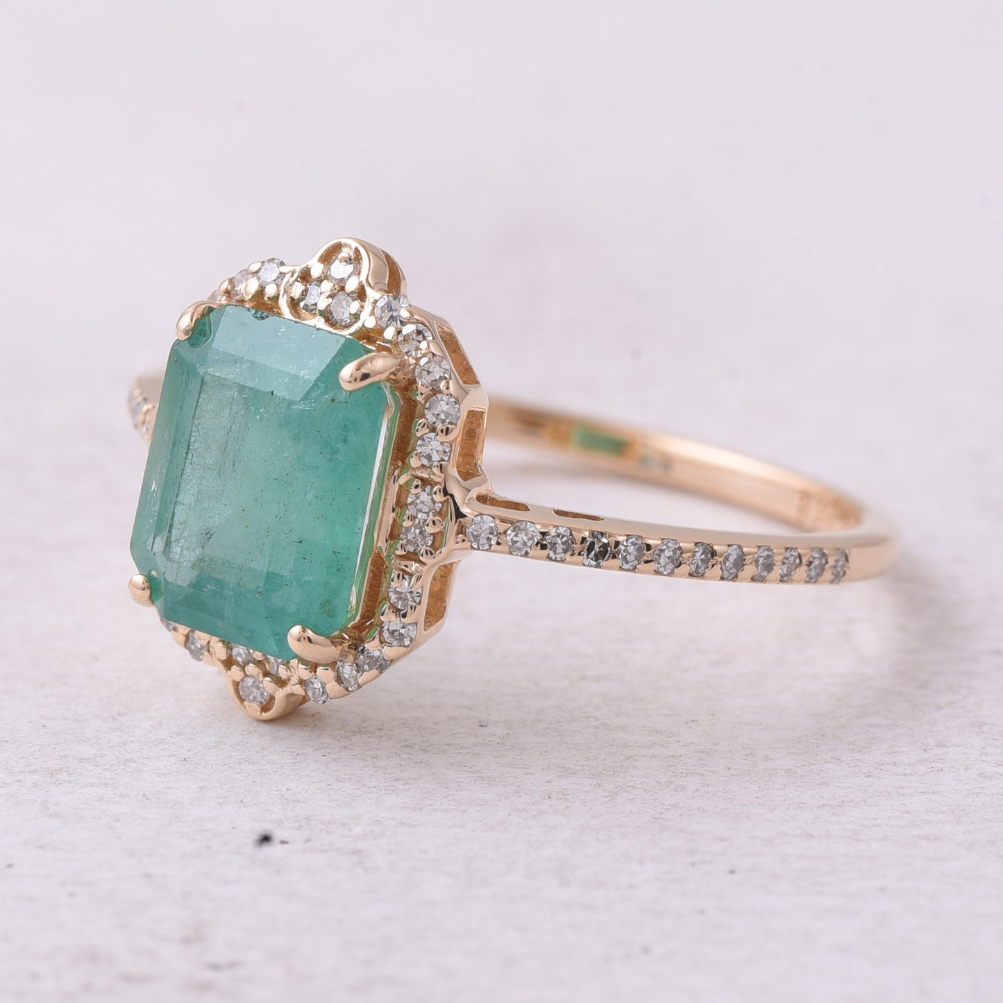 1.79 Ct Octagon Step Cut Natural Emerald 14K Gold Ring
