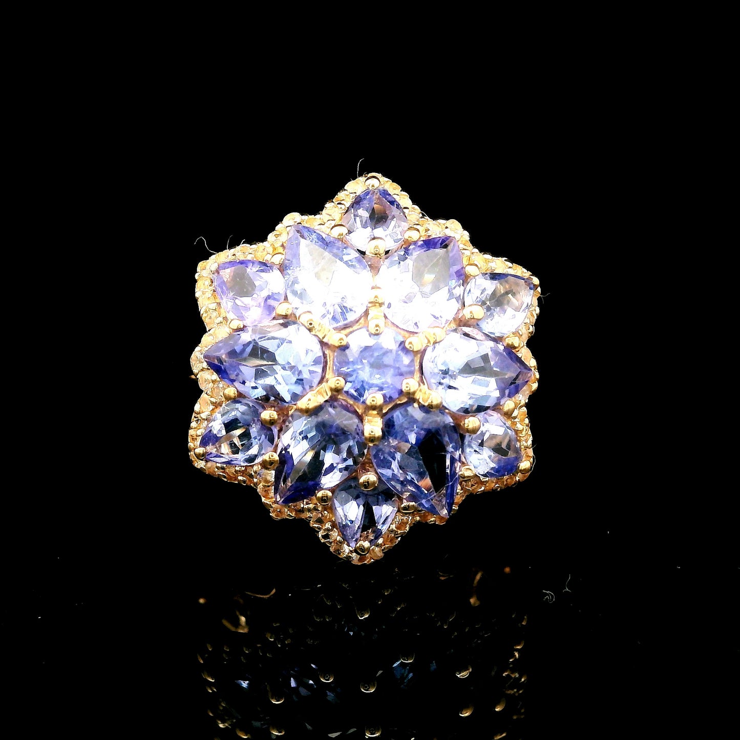 3.47 Ct Pear Tanzanite 14K Gold Ring