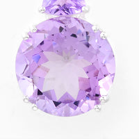 6.25 Ct Round Amethyst, Cubic Zirconia 925 Sterling Silver Pendant