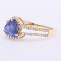 2.06 Ct Triangle Mixed Cut Natural Sapphire 14K Gold Ring