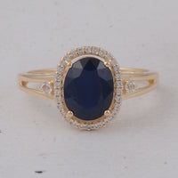 2.61 Ct Oval Sapphire 9K Gold Ring
