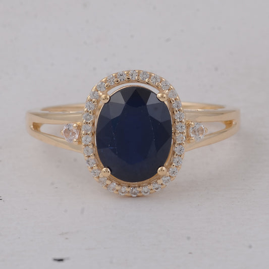 2.61 Ct Oval Sapphire 9K Gold Ring