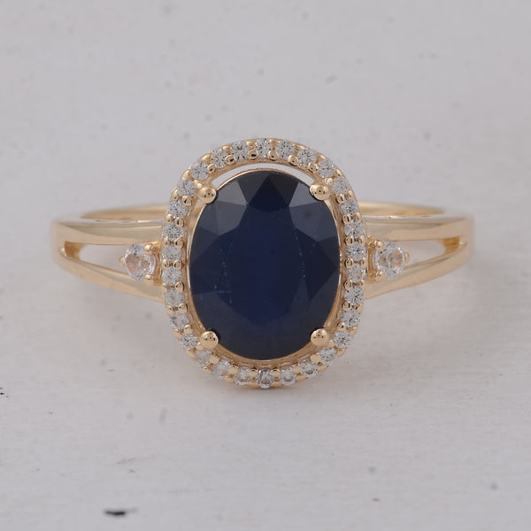2.61 Ct Oval Sapphire 9K Gold Ring