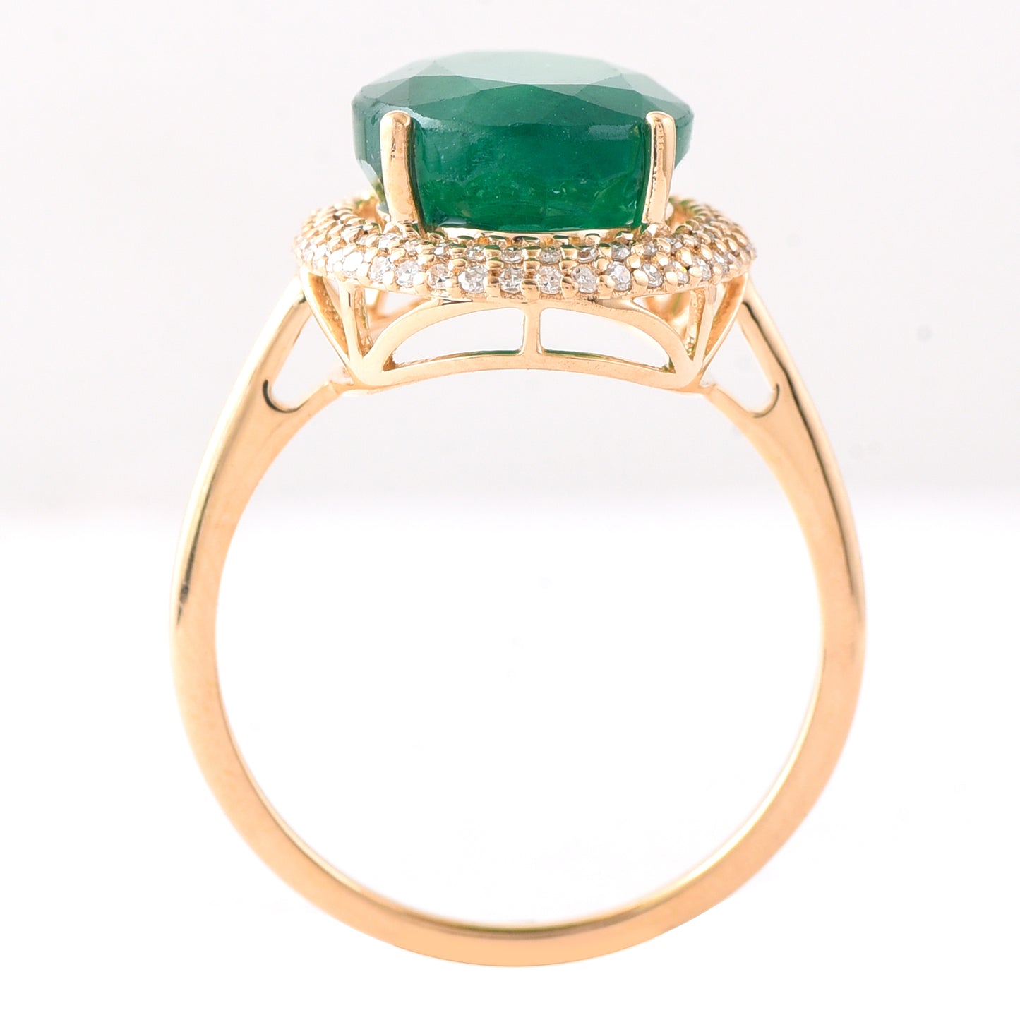 5.43 Ct Oval Mixed Cut Natural Emerald 14K Gold Ring