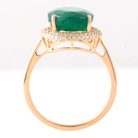 5.43 Ct Oval Mixed Cut Natural Emerald 14K Gold Ring
