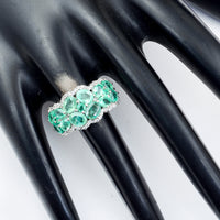 2.82 Ct Oval Mixed Cut, Round Mixed Cut Natural Emerald 950 Platinum Ring