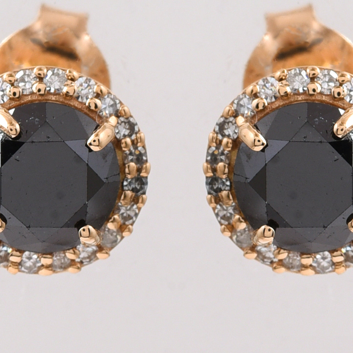 1.70 Ct Round Black Diamond 14K Gold Earrings