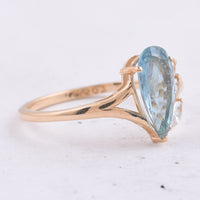 1.08 Ct Pear Natural Aquamarine 14K Gold Ring