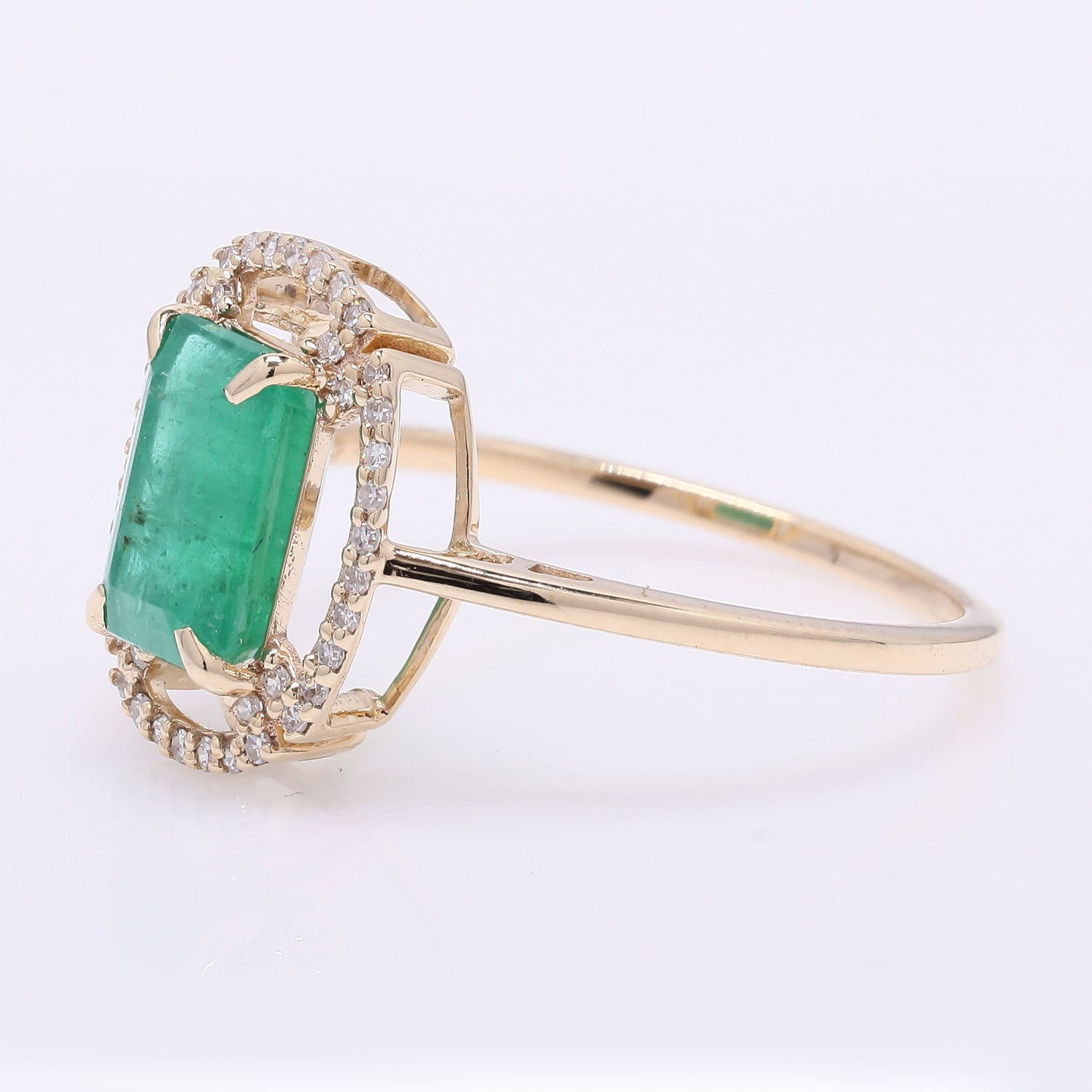 1.86 Ct Octagon Step Cut Natural Emerald 14K Gold Ring