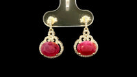 5.39 Ct Oval Ruby 9K Gold Earrings