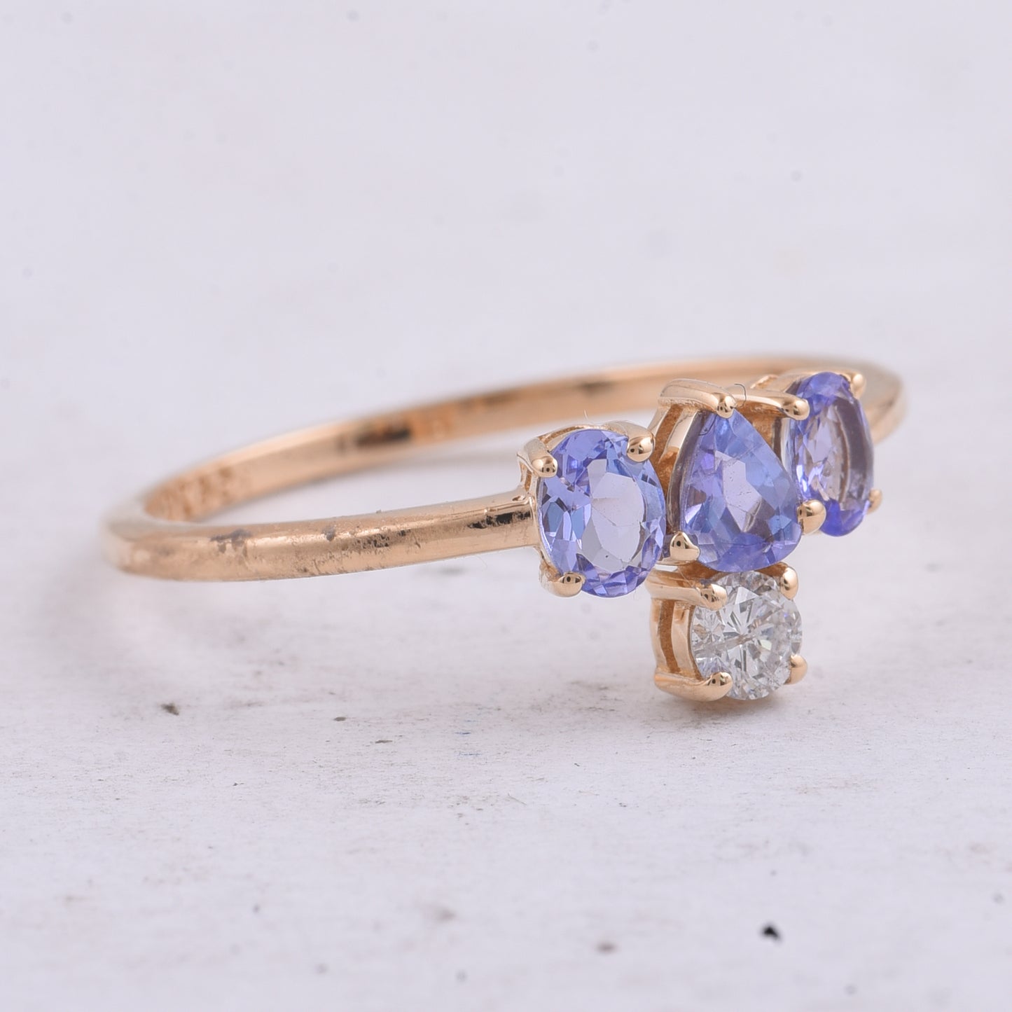 0.66 Ct Pear, Oval Natural Tanzanite 14K Gold Ring