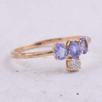 0.66 Ct Pear, Oval Natural Tanzanite 14K Gold Ring