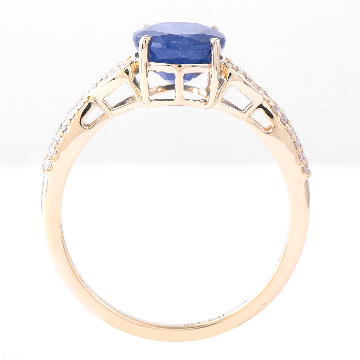 2.86 Ct Oval Mixed Cut Natural Sapphire 14K Gold Ring