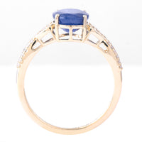 2.86 Ct Oval Mixed Cut Natural Sapphire 14K Gold Ring
